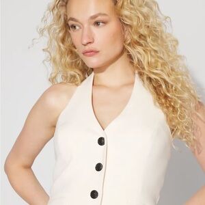 White House Black Market Antique White Halter Vest